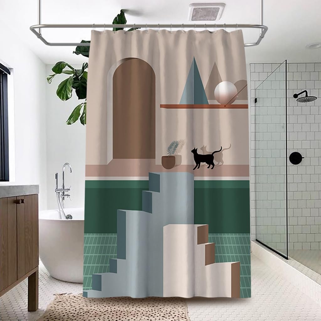 Forro De Ducha Baño Impresión Digital Cortina de Ducha Poliéster Cortina de Ducha Impermeable Hotel Apartamento Cortina de Ducha Forro De Cortina De Ducha(W150xH180cm)