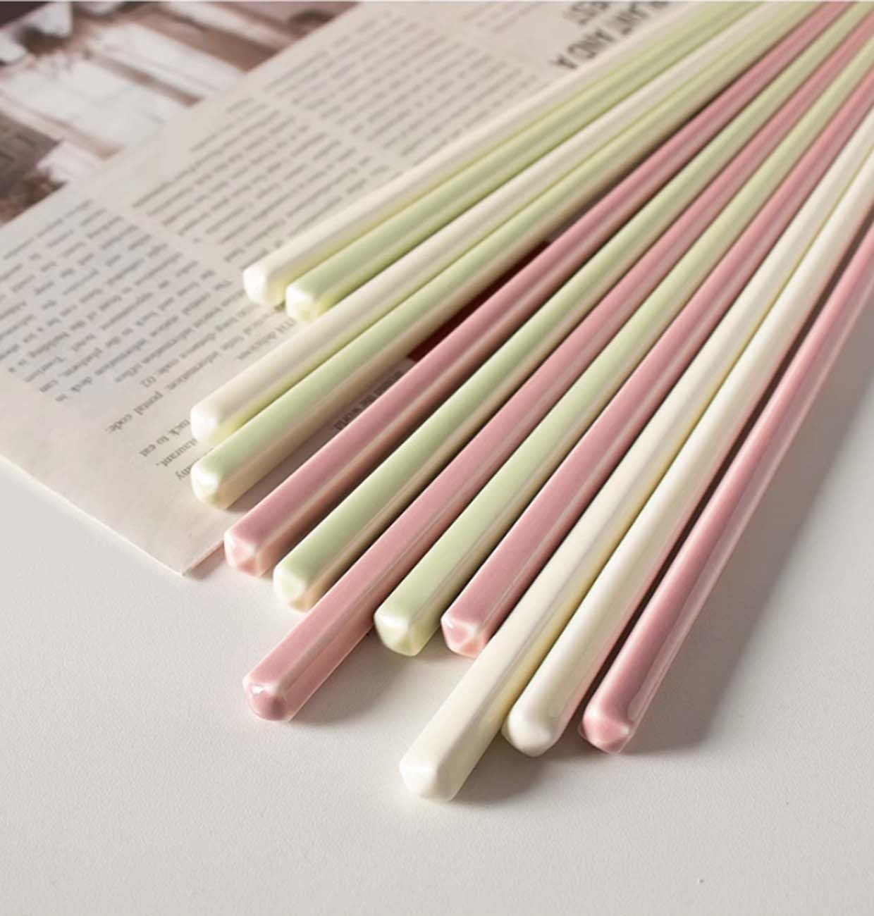 Lot de 6 paires de baguettes chinoises réutilisables en céramique, passent au lave-vaisselle + 6 supports de baguettes A24