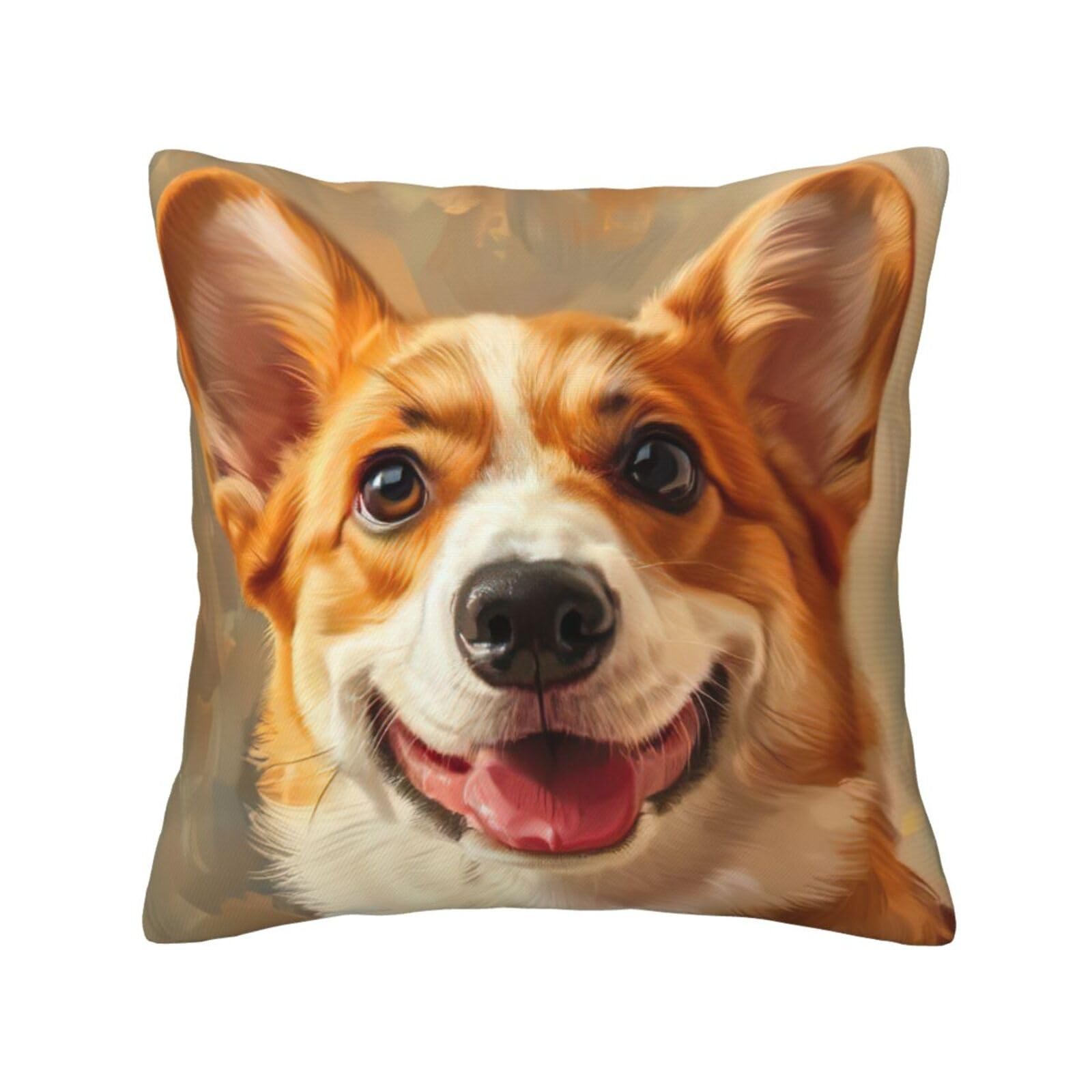 Kfjghhl Cute Corgi Throw Pillow Covers Decorative Case Soft Square Cushion Pillowcase Farmhouse Couch Pillow