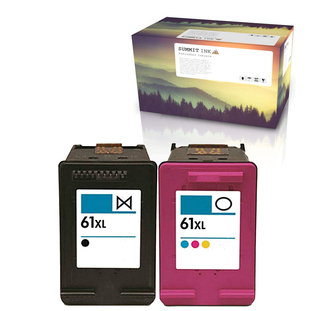 Summit InkRemanufactured Ink Cartridge Replacement for HP 61XL for Deskjet 1000 1010 1050 2050 2510 2545 3000 3050 3510 Officejet 2620 4630 4635 Envy 4500 4505 5530 5535 (1 Black, 1 Color)