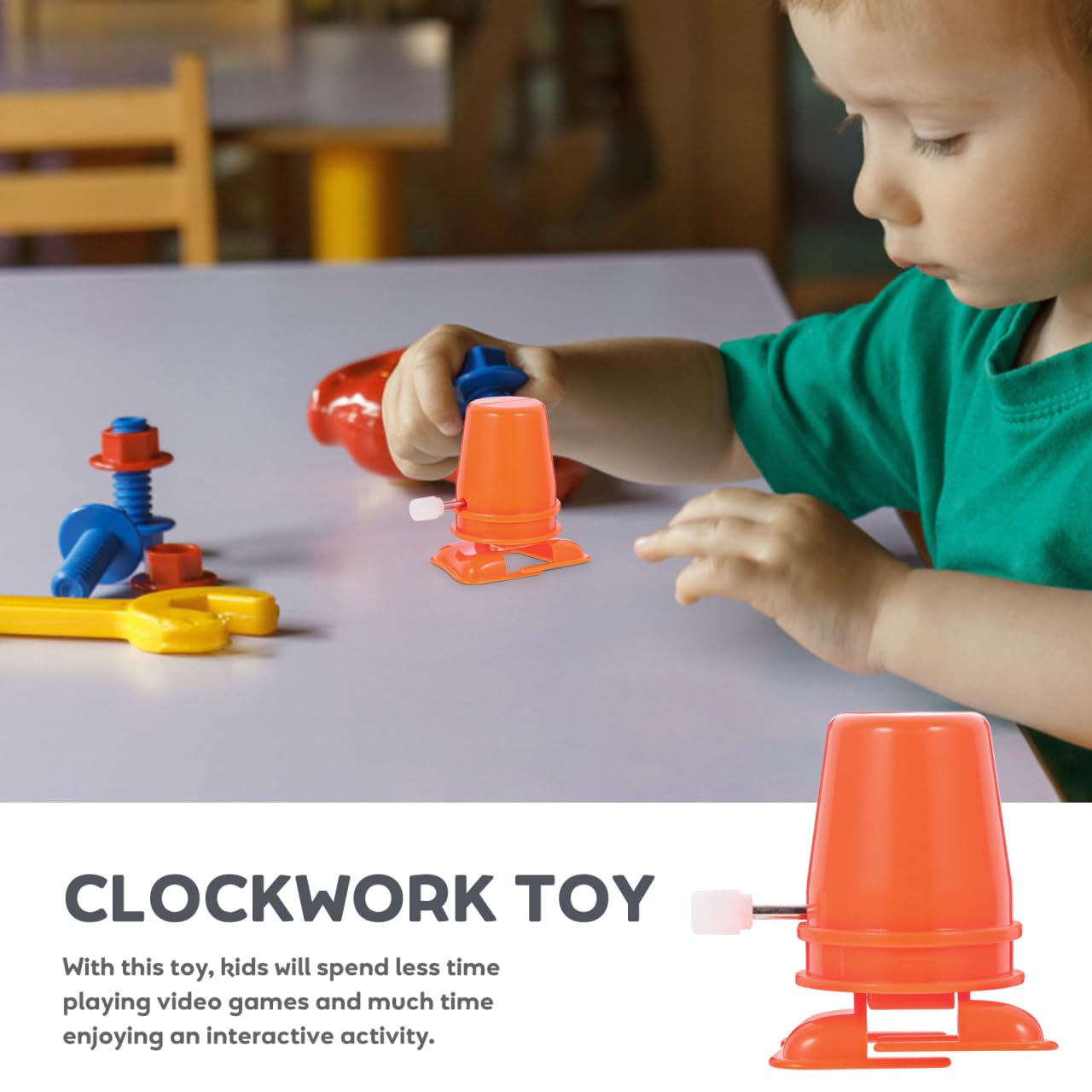 SAFIGLE 6pcs Wind up Robot Clockwork Toys - DIY Movement Robots for Kids - Orange Vintage - Fun Craft Project for Ages 4 and up