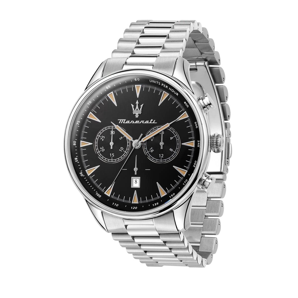 Maserati Stainless Steel Classic Chronograph|Date Analog Dial Color Black Men Watch - R8873646004, Silver Band (B09V5NGGZW) Amazon Price History, Amazon Price Tracker