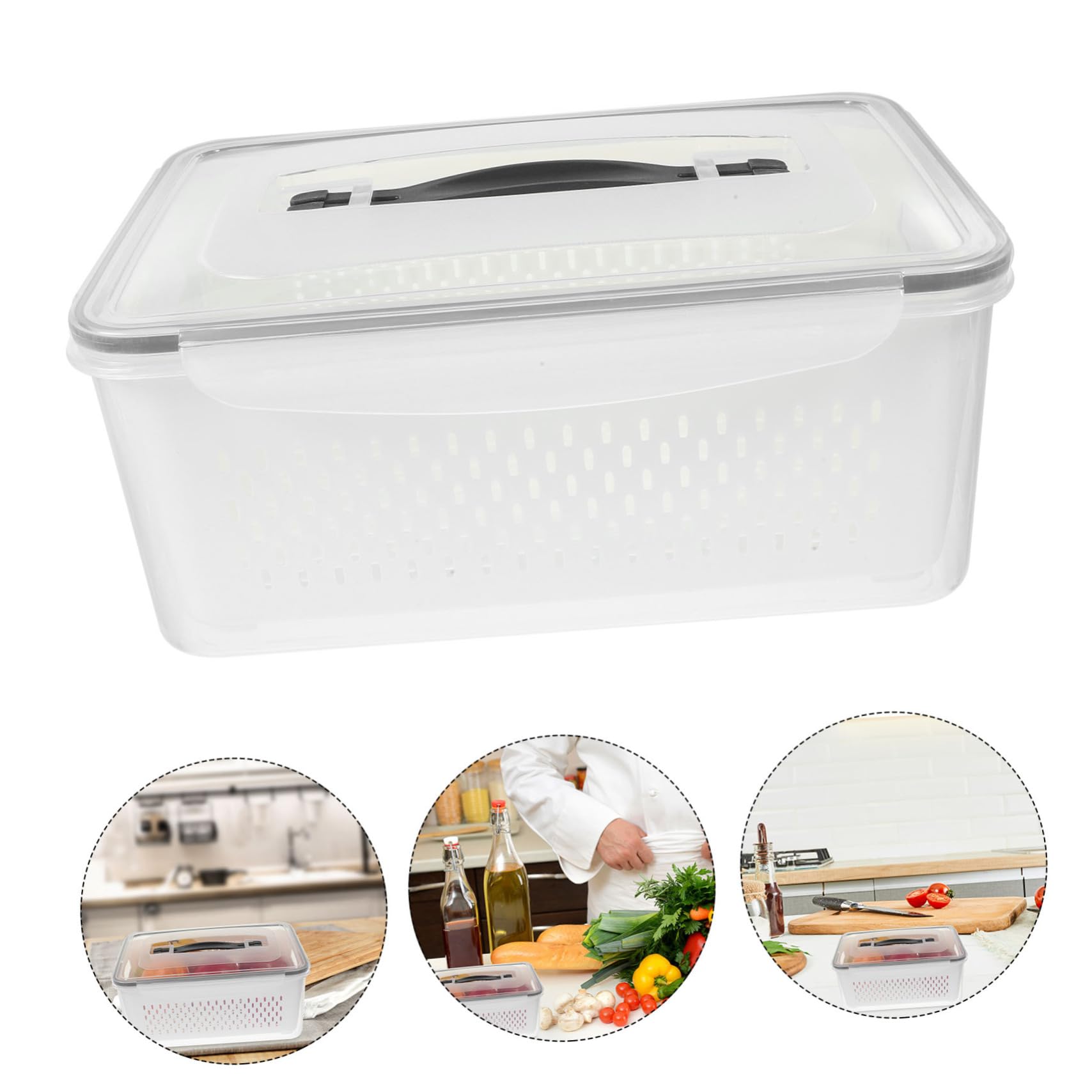 COLLBATH Kühlschrank Organizerbox 4, 5 L Weiß mit Deckel und Griff