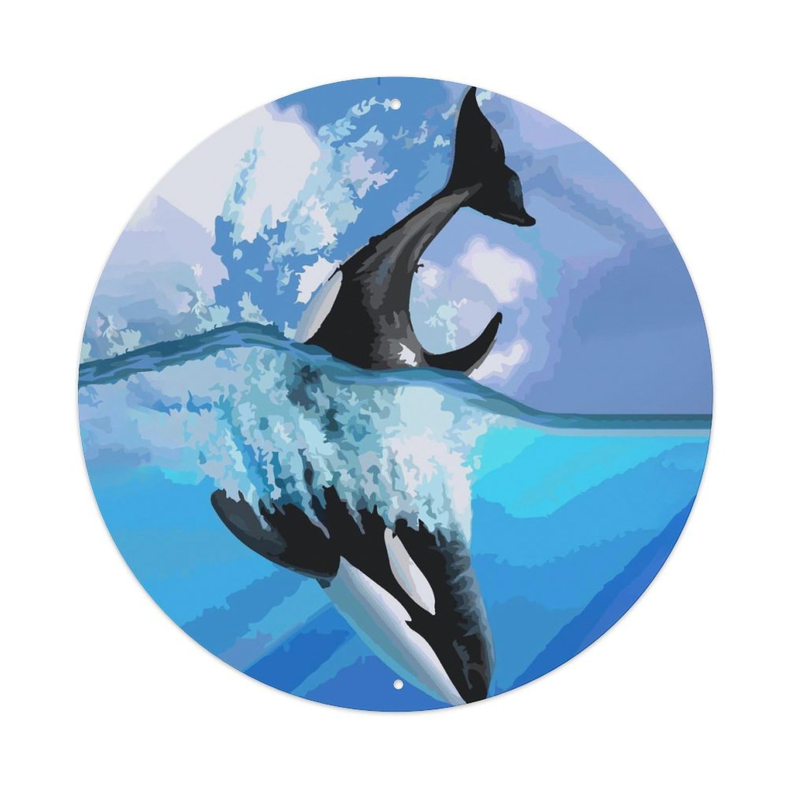Animals Artwork Killer Whales in The Ocean Vintage Metal Tin Sign Plaque Wall Decor for Cafe, Club Bar, Office, Garden Metal Poster 8x8Inch