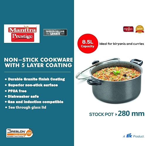 Miniatura 3 de Manttra By Prestige Omega Deluxe - Olla de granito (11.0 in, con tapa de cristal, 8,5 litros)