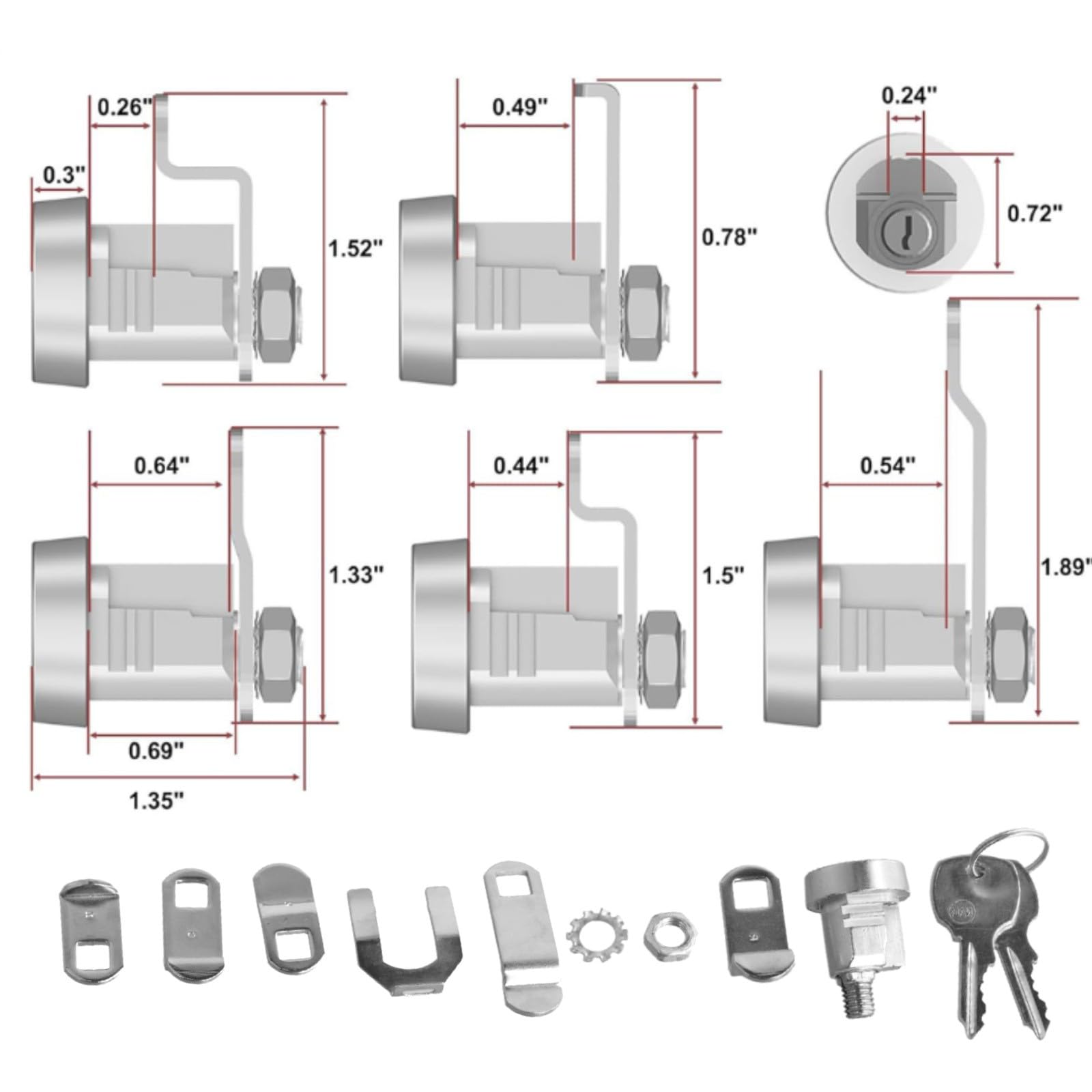 Briefkastenschloss Ersatz-Kit für L-1172C, stabiler Zylinder aus Zinklegierung mit 2 Schlüsseln und Laschen, sicheres Silber-Finish für Kleiderschrank
