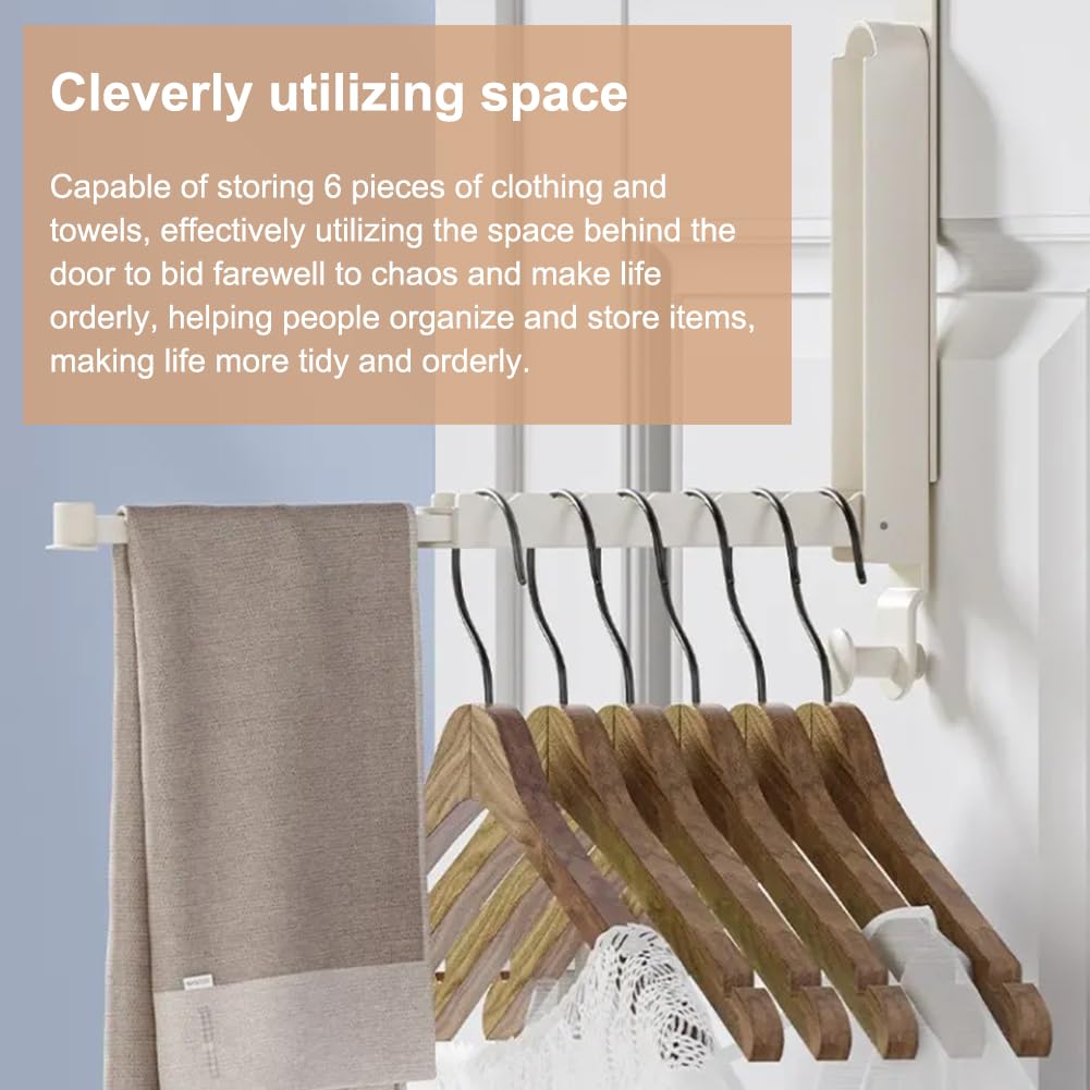 Cintre Pliable Porte Lot de 2 - Crochet de Porte pour 6 cintres et rallonges Extensibles, Aucun perçage n'est nécessaire pour accrocher, Cintre de Voyage, Moins de 4.8 cm/1.9 in Cadre de Porte(Blanc)