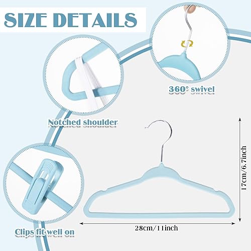 Miniatura 2 de 100 perchas de terciopelo para bebés de 11 pulgadas, antideslizantes para niños, perchas de terciopelo antideslizantes de 11 pulgadas y clip de