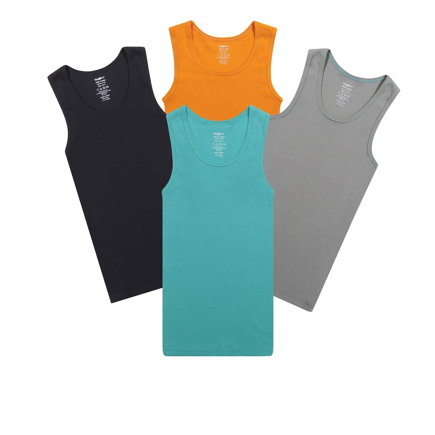 Buyless Fashion Confezione Da 10 Canottiere Per Bambini In Morbido Cotone | Scollo Tondo, Senza Etichetta | Multicolore | Taglie 1-14 Anni | Intimo Giornaliero - 2