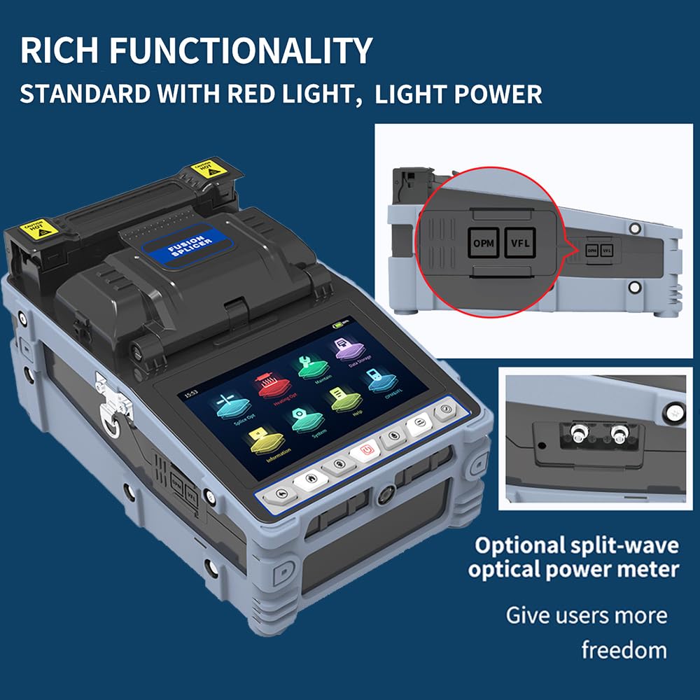 SM&MM Automatic Intelligent Optical Fiber Fusion Splicer Welding Splicing Machine Splicing 6S Heating 15S Built-in OPM &VFL & Fiber Cleaver Kit (NK-3S)