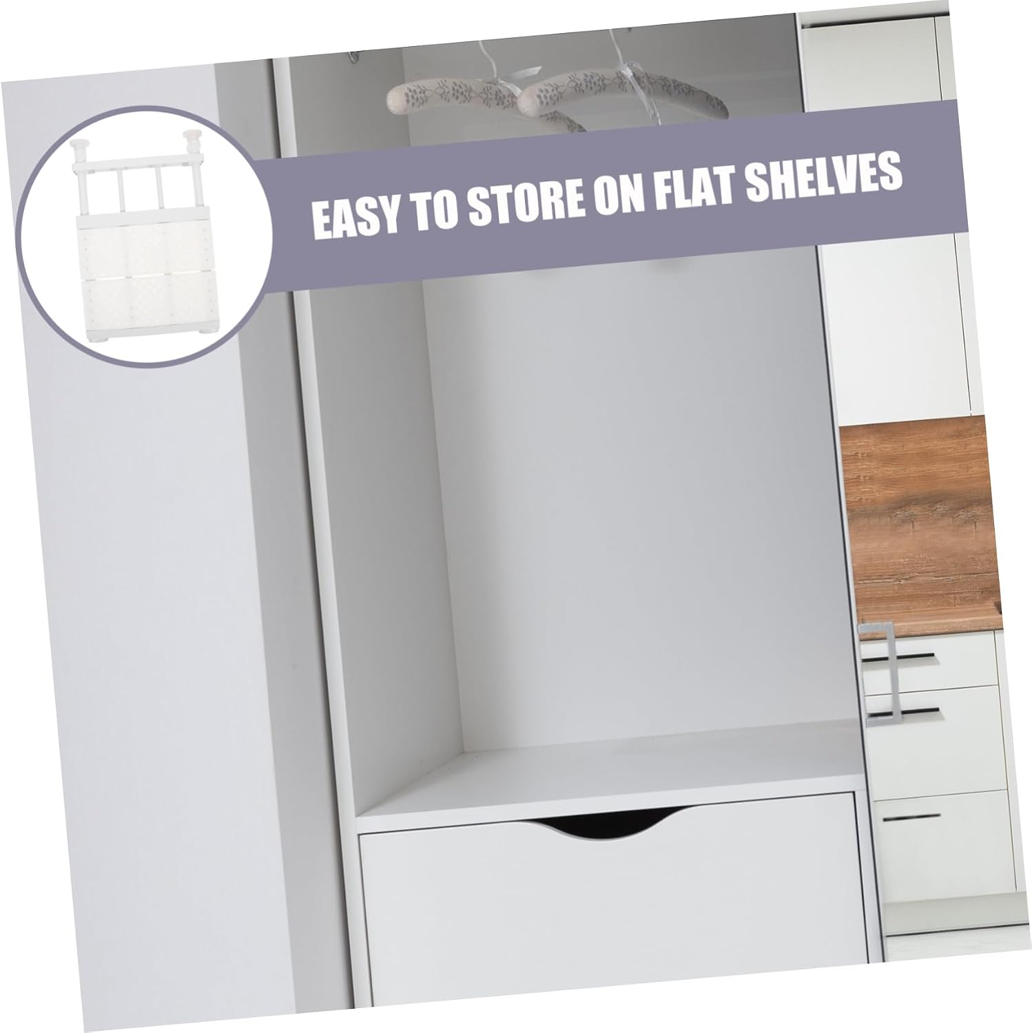 Cabilock Expandable Closet Tension Shelf Storage Rack, Retractable White