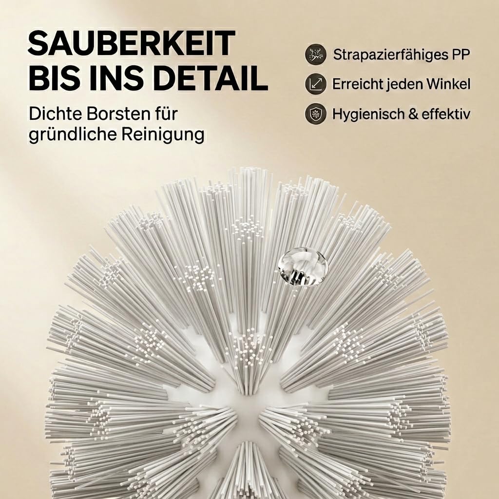 SHD – praktisches Toilettenbürstenset mit langem Griff ohne Halterung für eine gründliche WC-Reinigung – 5er Set Klobürsten in weiß mit pflegeleichtem Kunststoffkörper und robusten Borsten