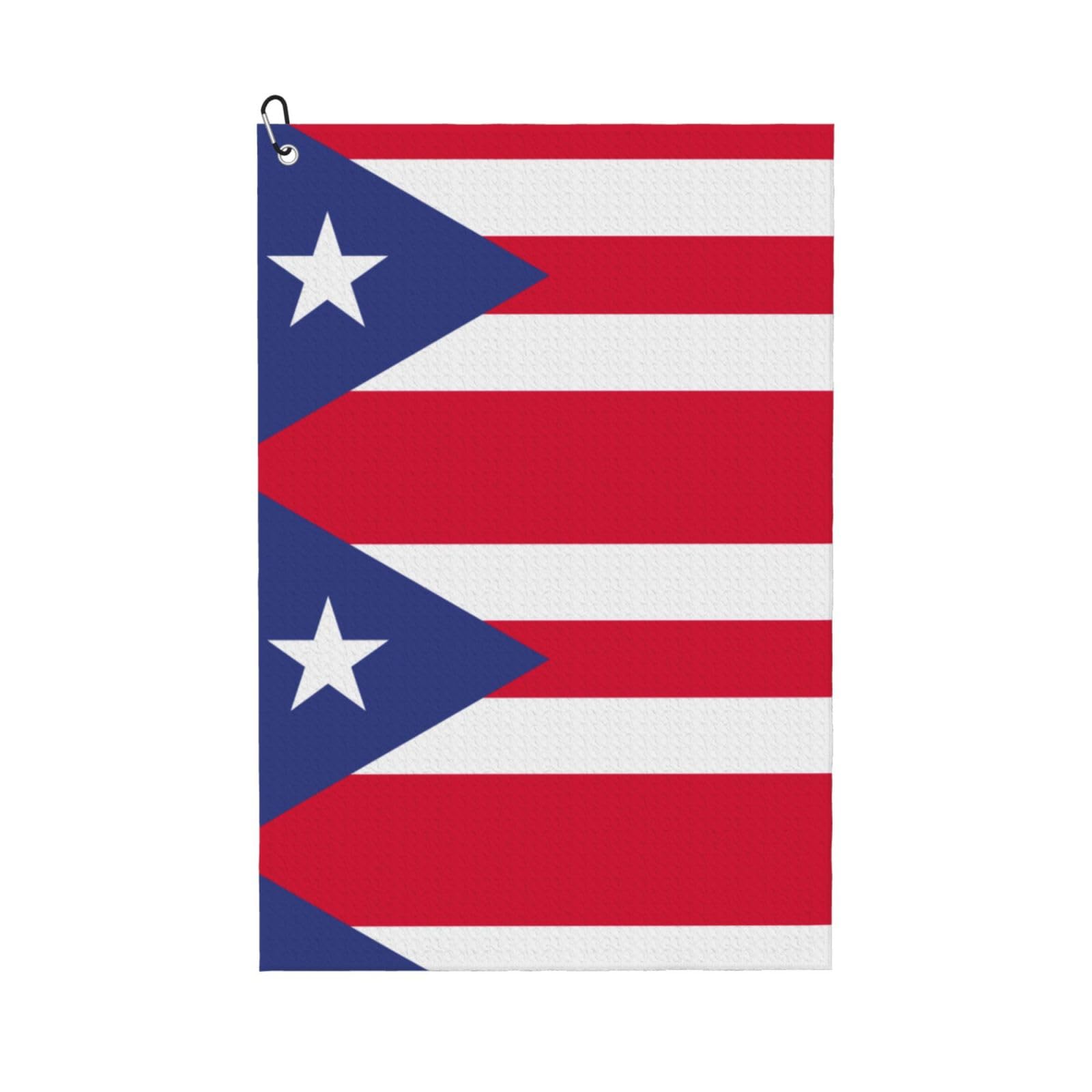 peiyeety Puerto Rico Flag Art Sign Microfiber Golf Towel with Carabiner Clip, 16x24 Inch Absorbent Waffle Weave Towel for Golf Bags