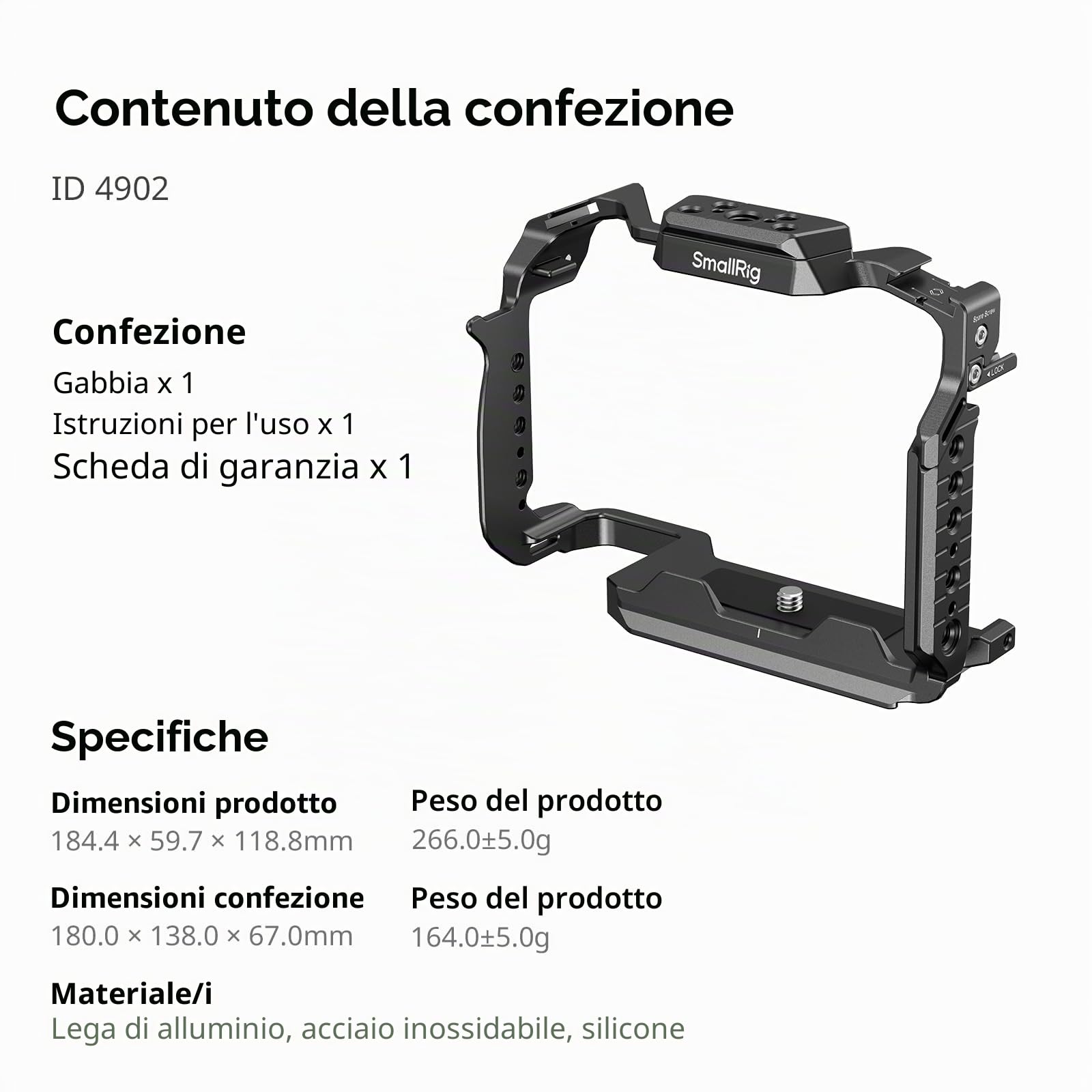 SMALLRIG ii Cuffia per Panasonic LUMIX S1R / S5 / G9, Piatto di Rilascio Veloce Arca con Fori 1/4''-20 e 3/8''-16, Due Ferrodi NATO, Orecchio Freddo
