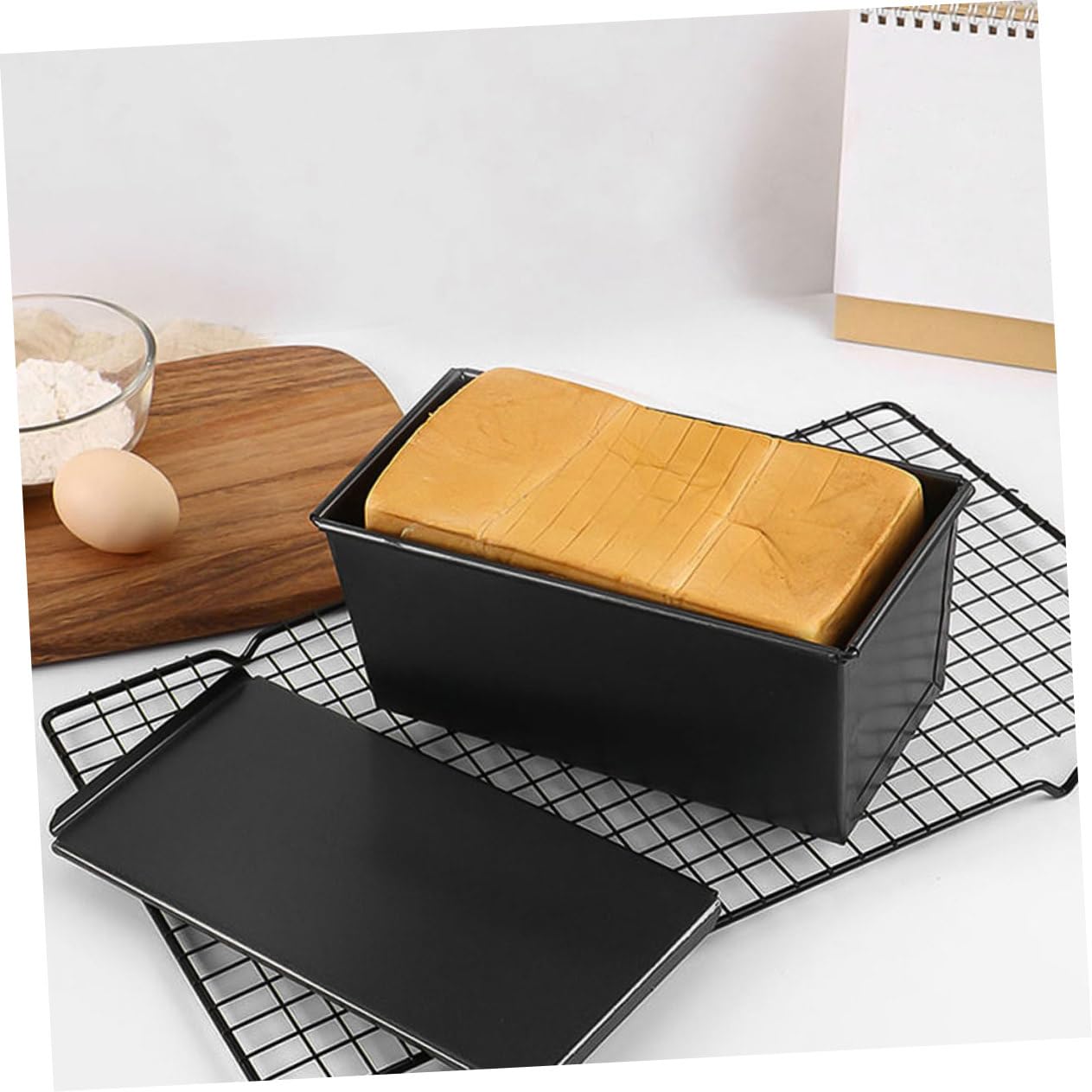 MAGICLULU 5piezas Molde De Pan Antiadherente Con Tapa Para Hornear Tostadas Caja De Horno Reutilizable Para Pan Para Cocinas y Reuniones Familiares