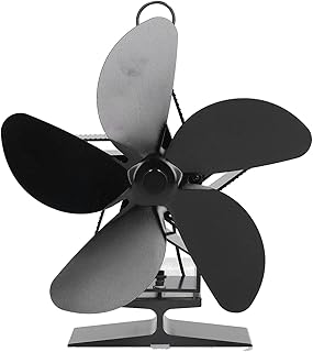 Annjom Ventilatore per Stufa a Legna, Alimentato a Calore migliora la circolazione dell'Aria Ventilatore per Camino da Interno in Lega di Zinco a 5 Pale per la Famiglia per la Cucina per la casa