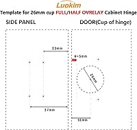 Vista 4 de Bisagras de gabinete de cierre suave de 1.024 in para puerta delgada, superposición completa, bisagra de gabinete oculta con tornillos, acabado