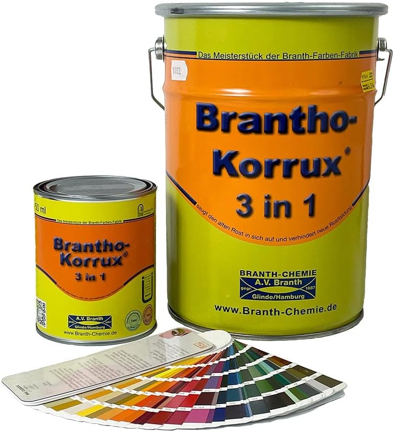 Brantho Korrux 3in1 Rostschutzfarbe - Primer, Rostschutz und Lack RAL 9005 - tiefschwarz / 750ml