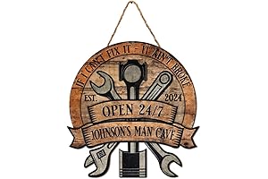V Vibepy Personalized Man Cave Sign, Gifts for Mencave, 12" two-sided Wood Sign