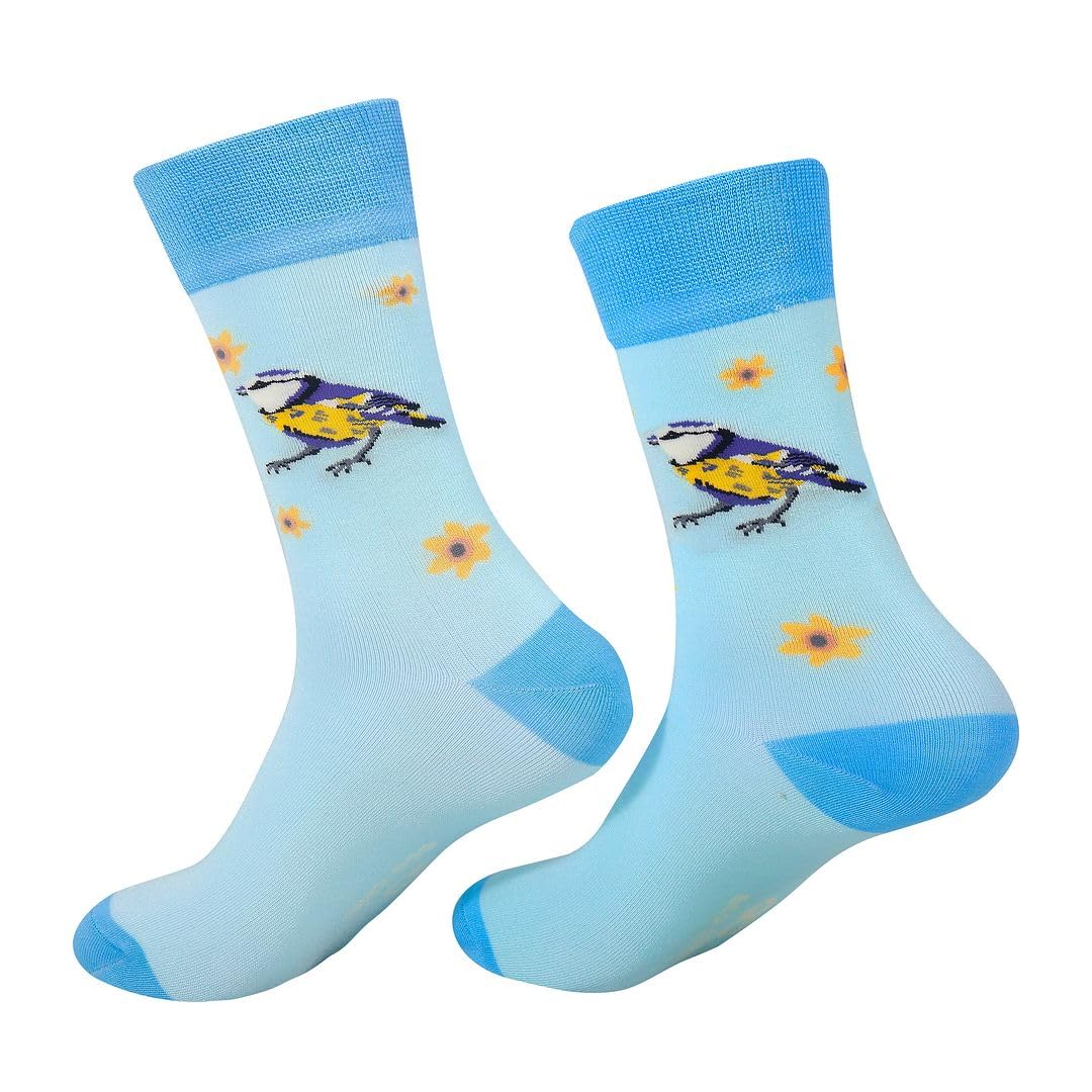 Eco Chic Unisex Rspb Blue Tits Womens Bamboo Socks Breathable Hot And Cold Weather Uk 4-8 Single Pair (Rspb Blue Tits)