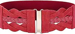 Cinto elástico feminino – Espartilho trançado elástico para vestidos, faixa de faixa moderna ajustável, Vermelho, 30.7*3*0.4inch