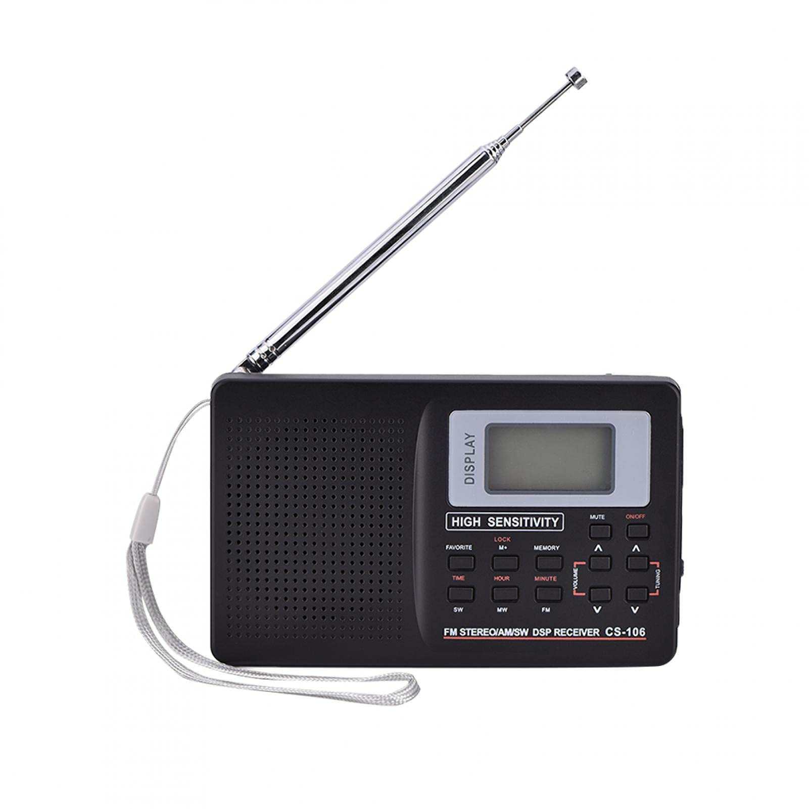Ricevitore radio a radiofrequenza, FM/AM/SW/LW/TV, ricevitore portatile con orologio e sveglia (10 K)