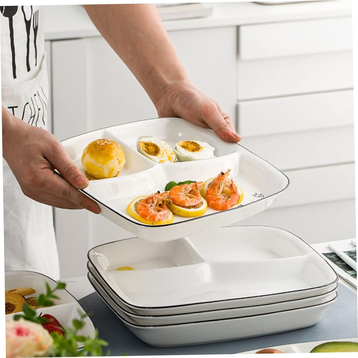 Practical Ceramic Dinner Plate Breakfast Plate White Serving Platter Safe for Daily Use