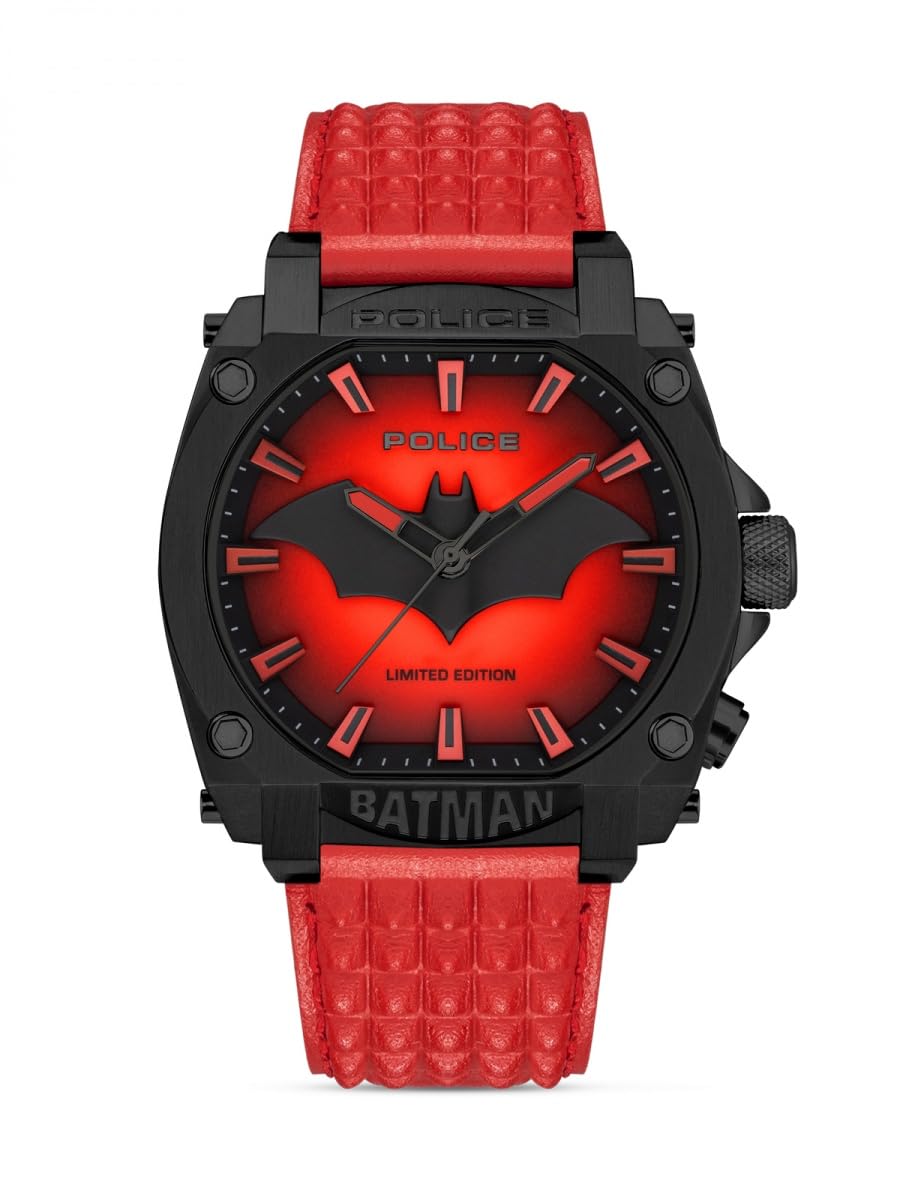Limited Edition Forever Batman Stainless Steel Case & Genuine Leather Strap Men's Watch