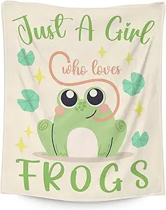 Frog Blanket Gifts - 40x50 Inches Cute Throw for Girls - Green Soft Fuzzy Blankets for Bed, Couch & Living Room