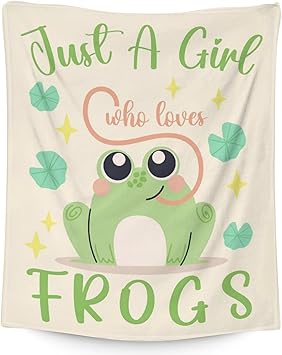 Frog Blanket Gifts - 40x50 Inches Cute Throw for Girls - Green Soft Fuzzy Blankets for Bed, Couch & Living Room