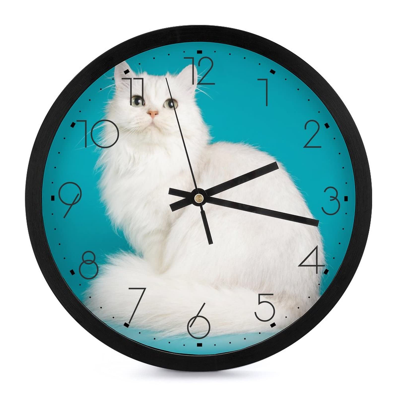 Pendule murale chat blanc moderne silencieuse contre le bruit nocturne à la maison