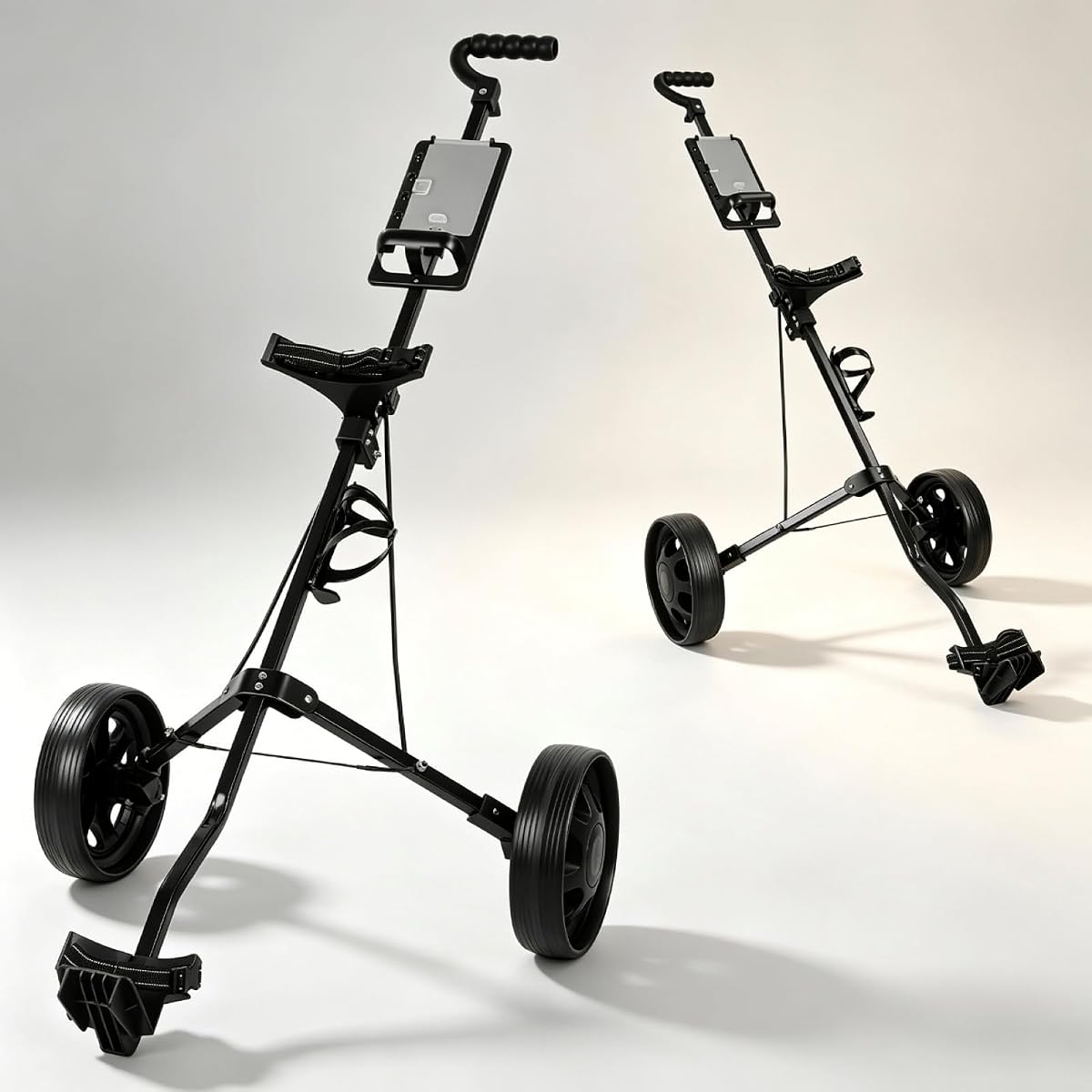 Golf Push Cart, 2 Wheel Foldable Golf Bag Cart with EVA Wheels, Foot Brake, Tee Holder & Storage Scoreboard, Lightweight Quick Fold Trolley for All Terrain