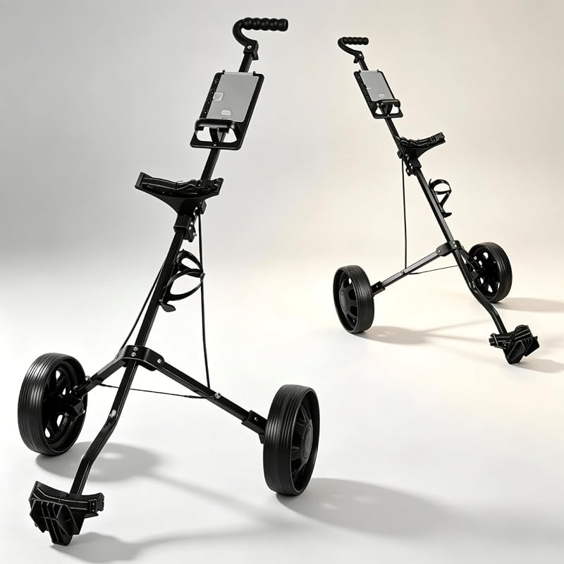 Golf Push Cart, 2 Wheel Foldable Golf Bag Cart with EVA Wheels, Foot Brake, Tee Holder & Storage Scoreboard, Lightweight Quick Fold Trolley for All Terrain