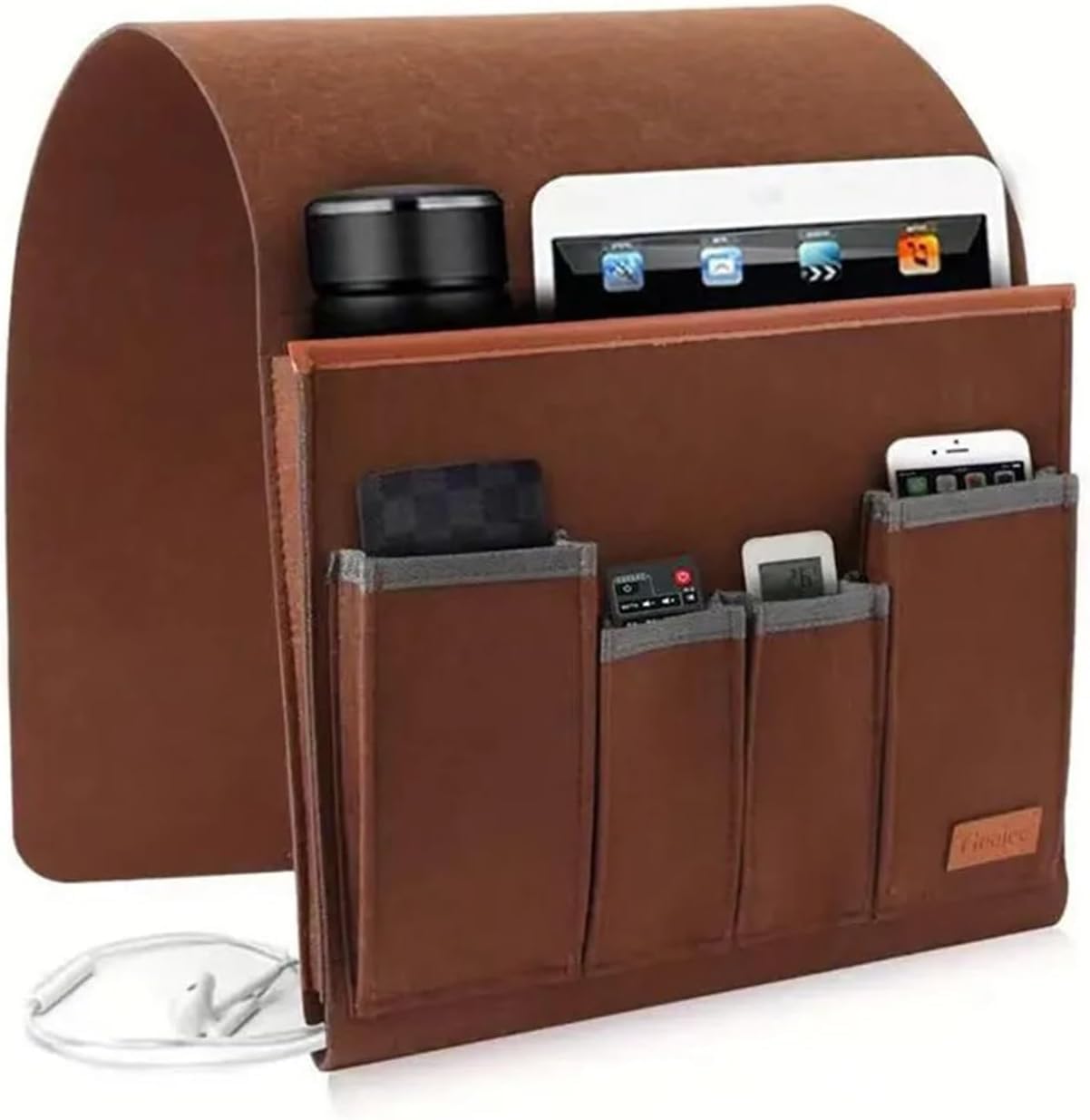 ZQINGQING Sofa Arm Tray Felt Bedside Storage Bag, Remote Control Hanging, Living Room Supplies, Sofa Armrest(Brown)