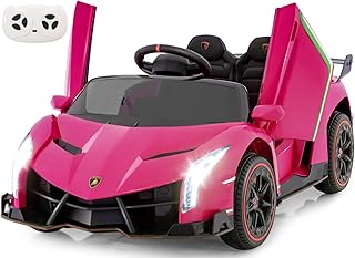 INFANS 2 Seater Kids Ride on Car, 12V 4WD Licensed Lamborghini Veneno Powered Electric Vehicle with Hydraulic Doors, Rocki...
