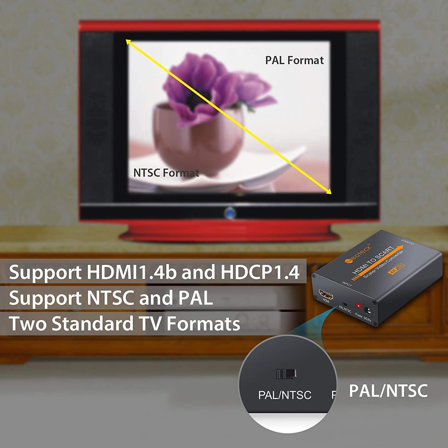 Convertisseur D'interface Multimédia Péritel vers HD, Câble Adaptateur Péritel vers HDMI HD Câble de Connexion Péritel Vidéo 1080P, pour Son Vidéo DC