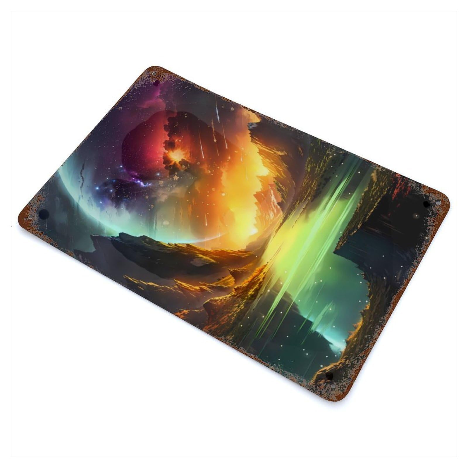 Cosmos Stellar Plateau 11.8"x7.9" Aged Metal Wall Plaque, Retro Wall Decor for Farmhouse, Kitchen And Entryway Decor