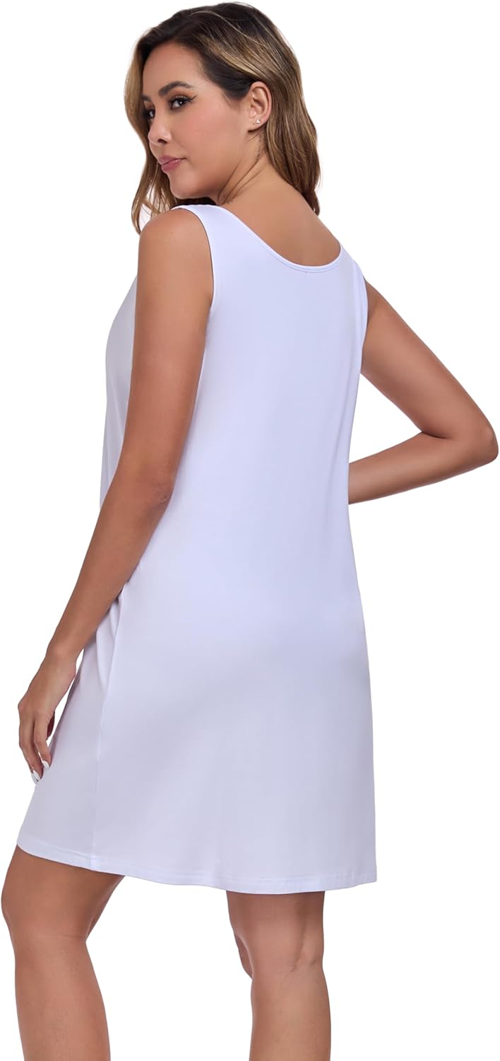 VintageClothing Womens Full Slip Tank Top Dress Soft Slip Under Dress Wide Straps Lingerie Nightgown - Image 6
