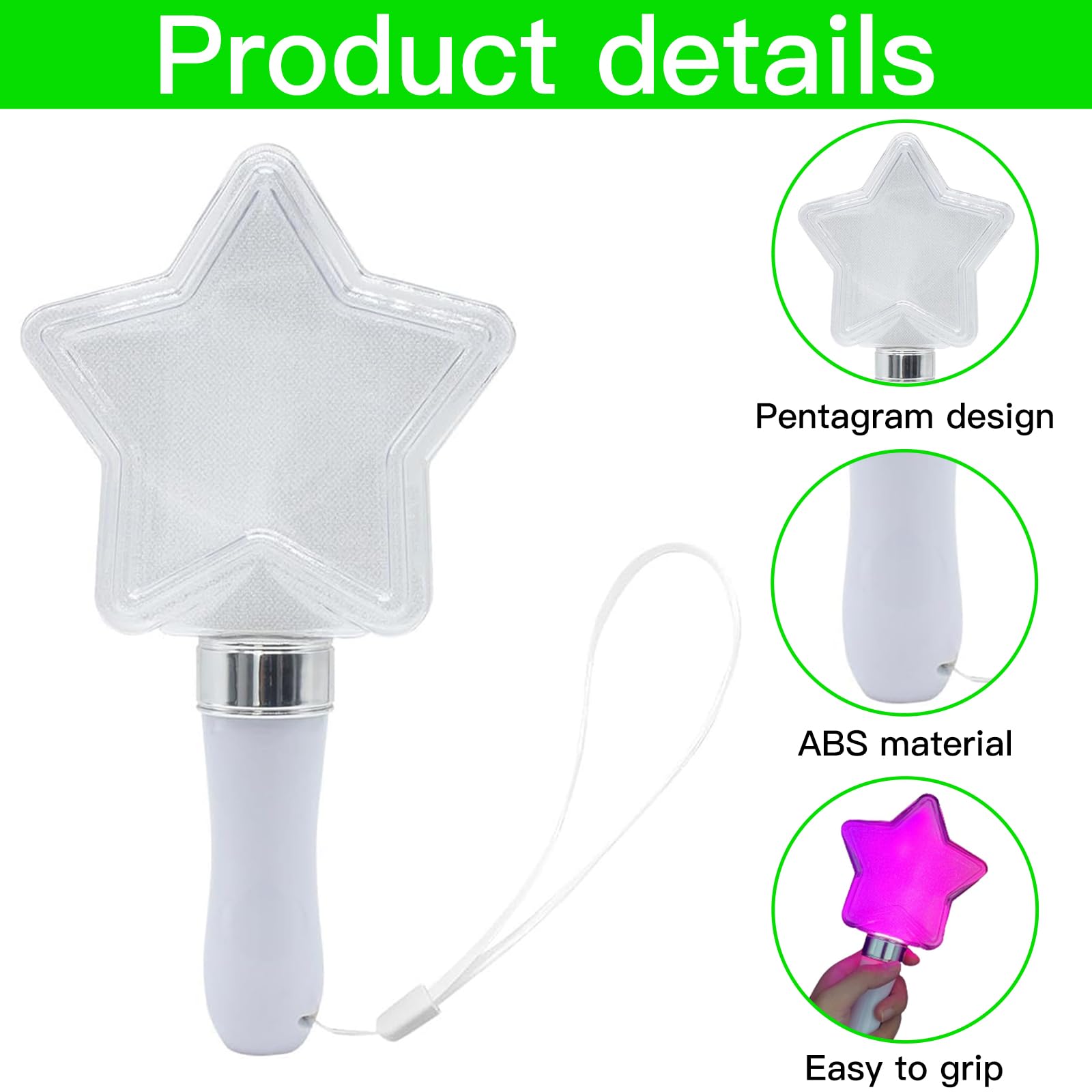 Cisixin Light Up Wand Star, Glow in The Dark Wands, Flashing Star Wands, Magic Wand Toy - Image 3