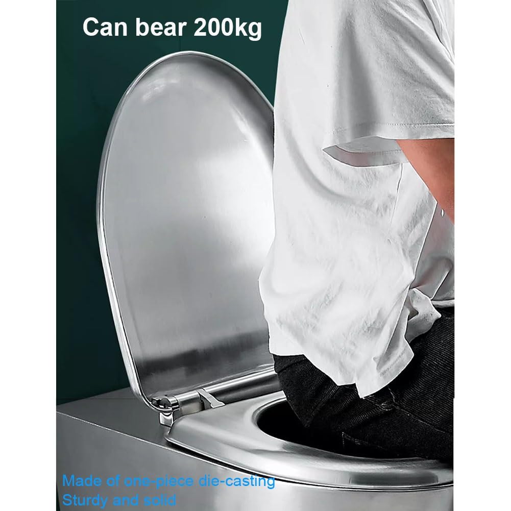 Inodoro de acero inoxidable con asiento abatible, de bajo consumo de agua