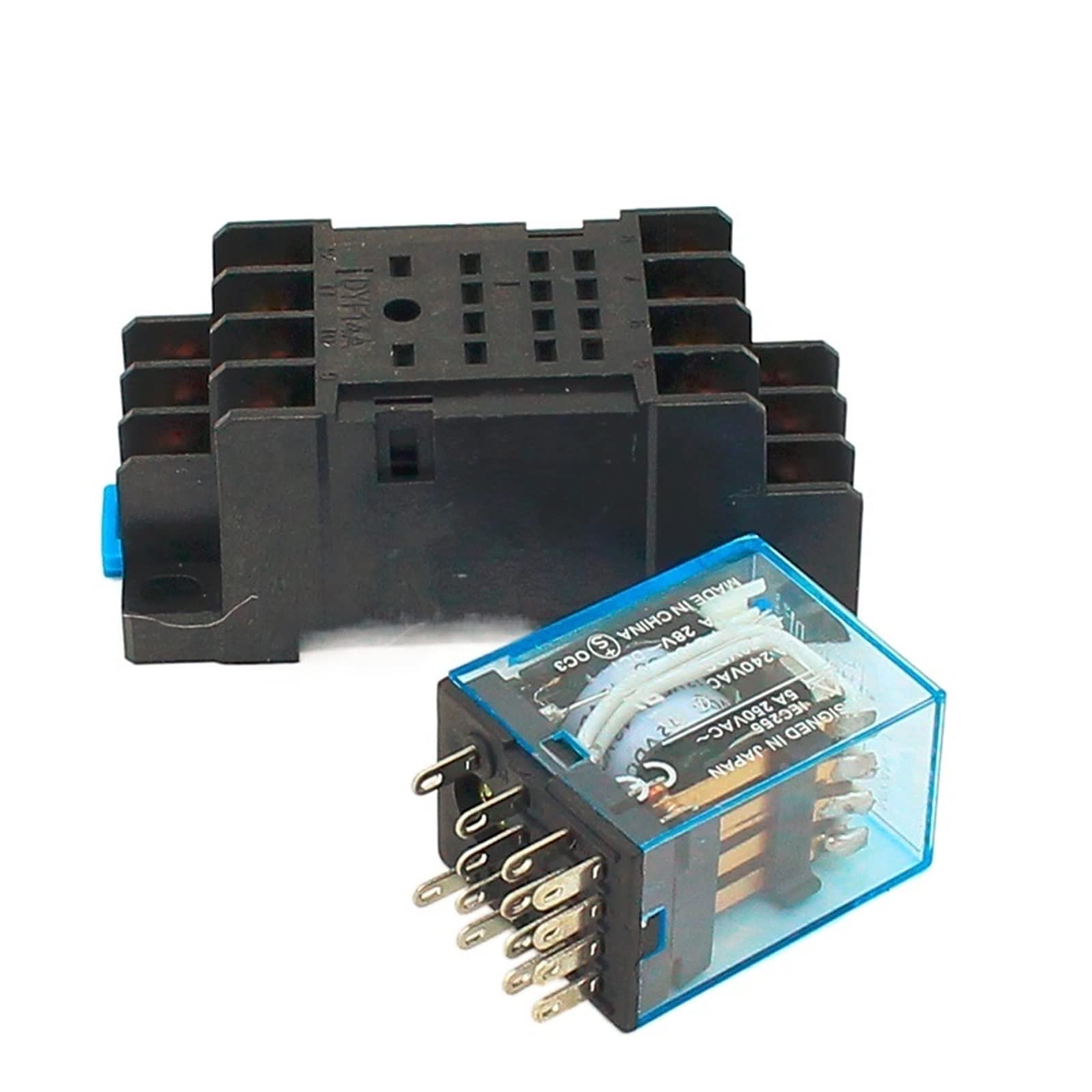 Relais commutateur MY4N 12V NANZU pour rail DIN et circuit 14 broches