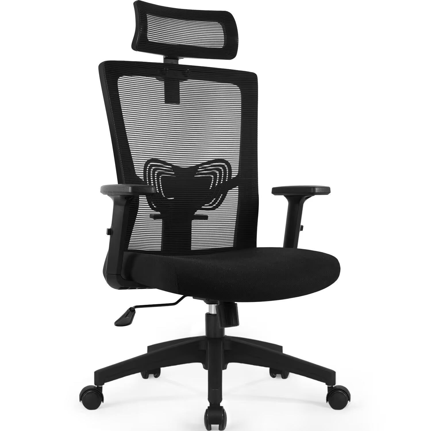 Daccormax Chaise Bureau Ergonomique, Fauteuil de Bureau Confortable à roulettes, Siège Inclinable Pivotant, Accoudoirs Réglables, Appui-Tête Ajustable 11cm, Support Lombaire Réglable, Noir