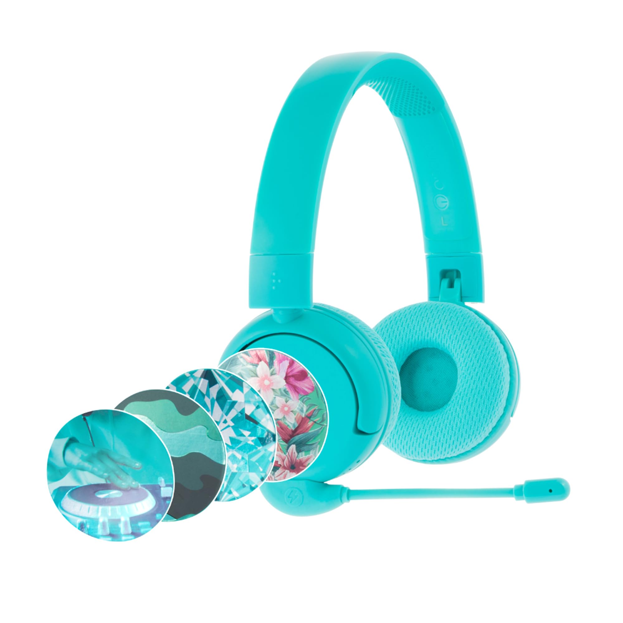 Made for Amazon Bluetooth Kids Headphones with Boom Microphone Age (7-12) | Teal