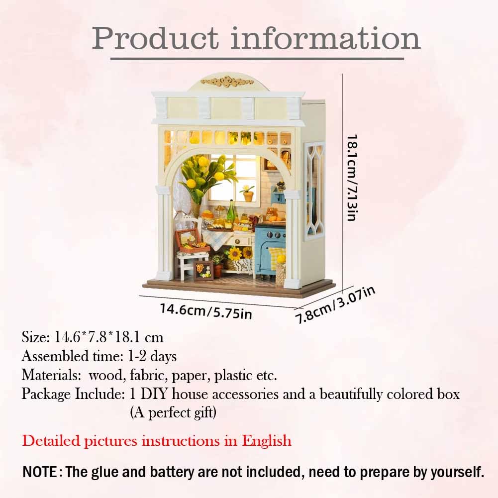 Giocattolo puzzle con mini mobili per la casa delle bambole, kit fai da te per costruire una casa delle bambole in miniatura con illuminazione a LED, accessorio creativo per la casa in scala 1:24