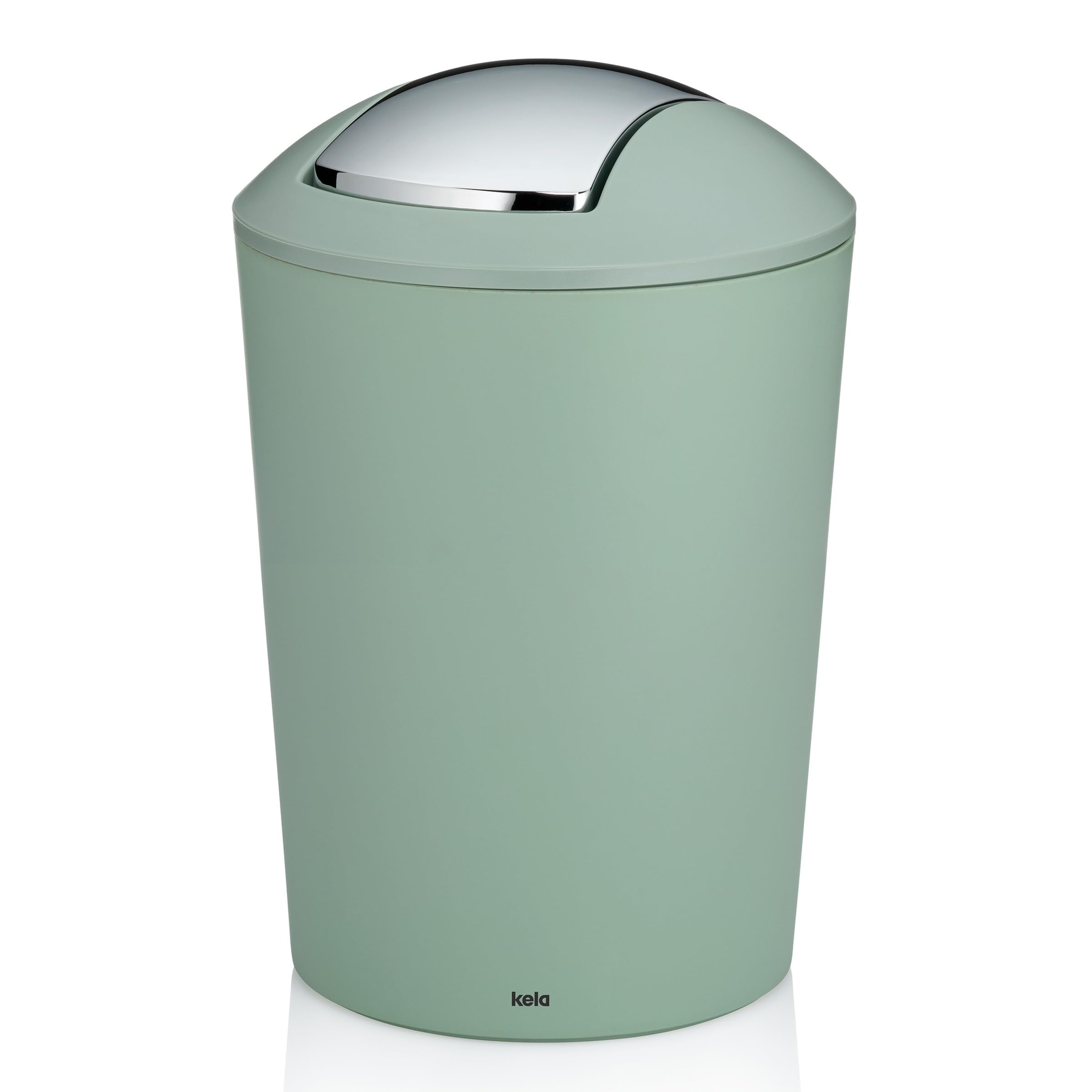 kela Marta Swing Lid Bin 5 L, Diameter 19.5 cm, Plastic, Jade Green, Matte Surface, 24555
