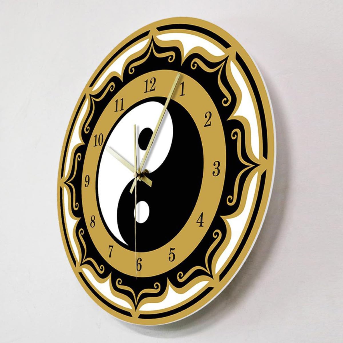 HANABASS Leise Hängeuhr mit Yin-Yang Muster aus Acryl Wandmontiert Elegante Digitale Wanduhr für Wohnzimmer und Büro Moderne Dekorative Uhr
