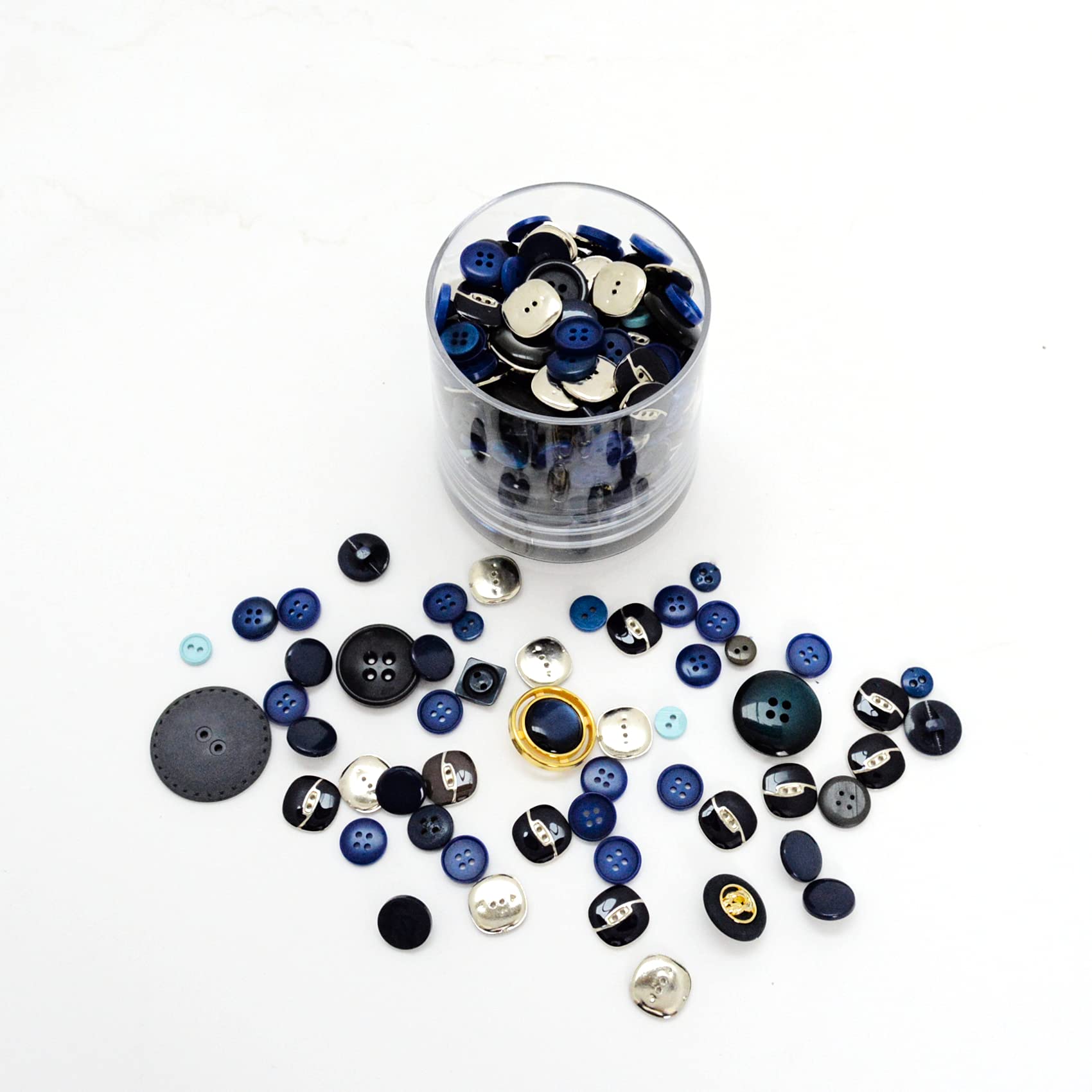 Trimz Navy Assorted Shapes & Sized Buttons 250G,
