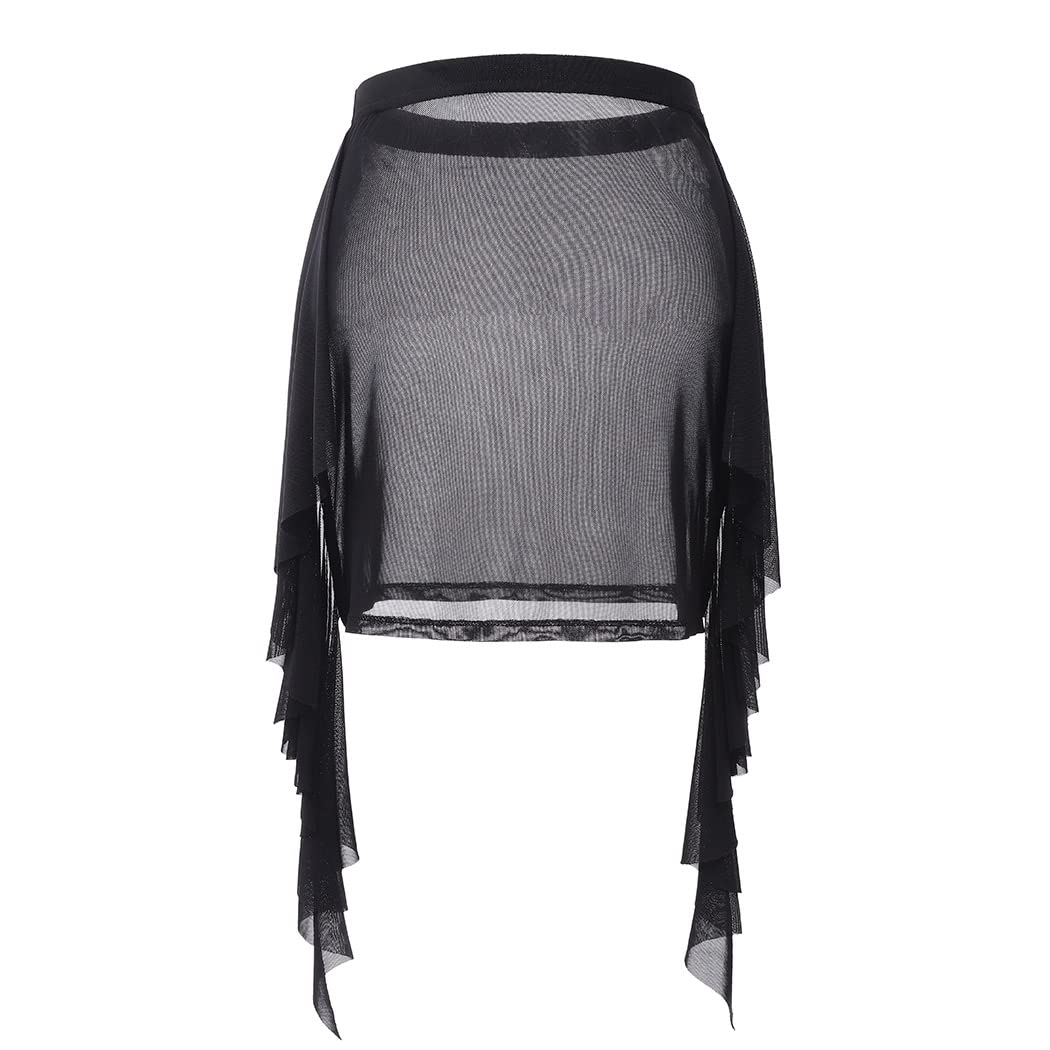 FlovelPareo de Playa para Mujer, Bikini Transparente, Falda Corta Envolvente, Traje de Baño, Traje de Baño, Bufanda, Cubierta para Traje de Baño