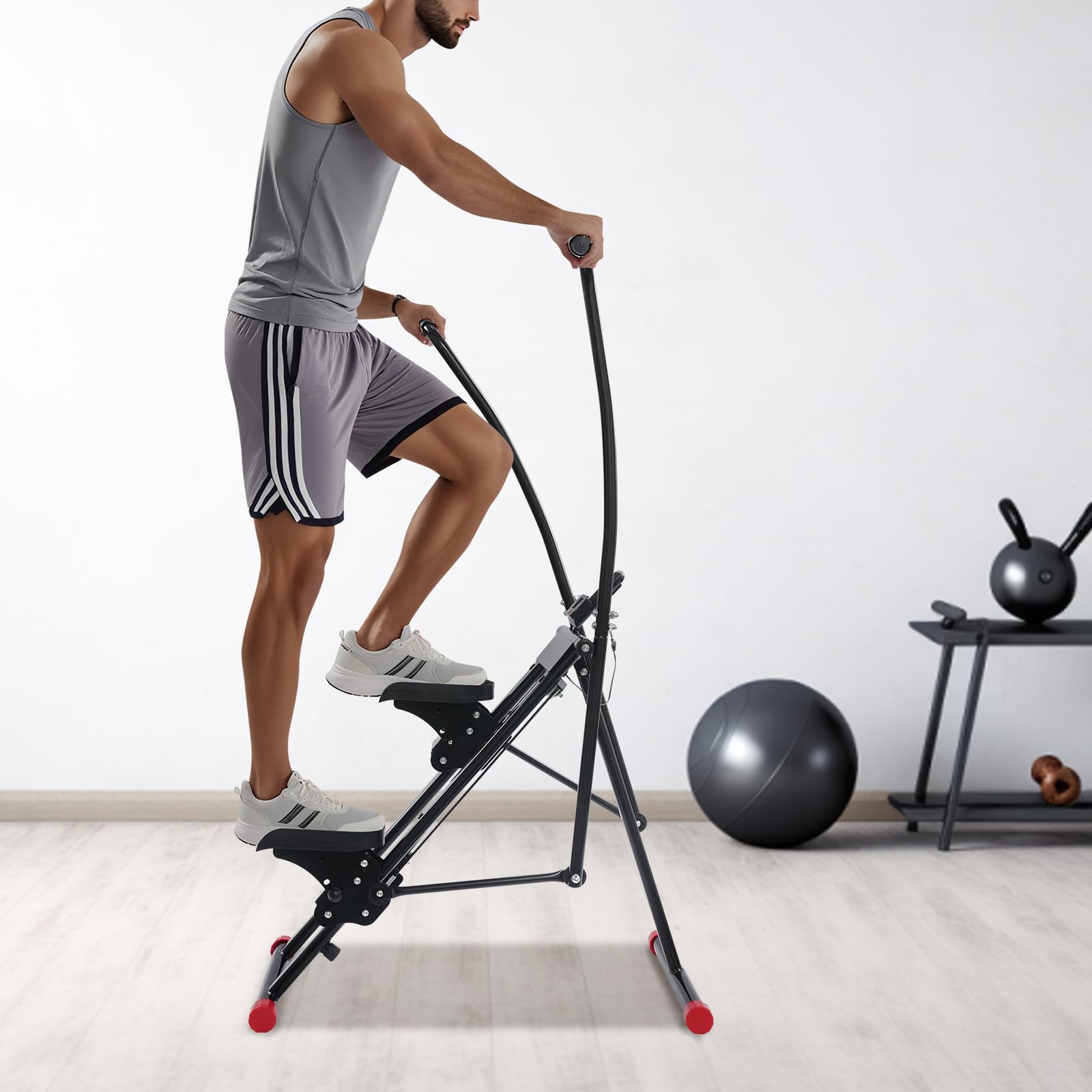 Stepper - Aparato de fitness para entrenamiento de pedales, pantalla para casa y adultos, carga de 100 kg, 46, 88, 136 cm, diseño compacto, entrenamiento de cuerpo completo