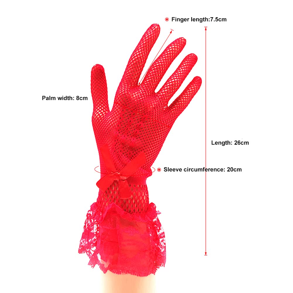 Gants Dentelle Kawailay - Lot De 2 Paires Noir (nœud Et Floral) Pour Soirée